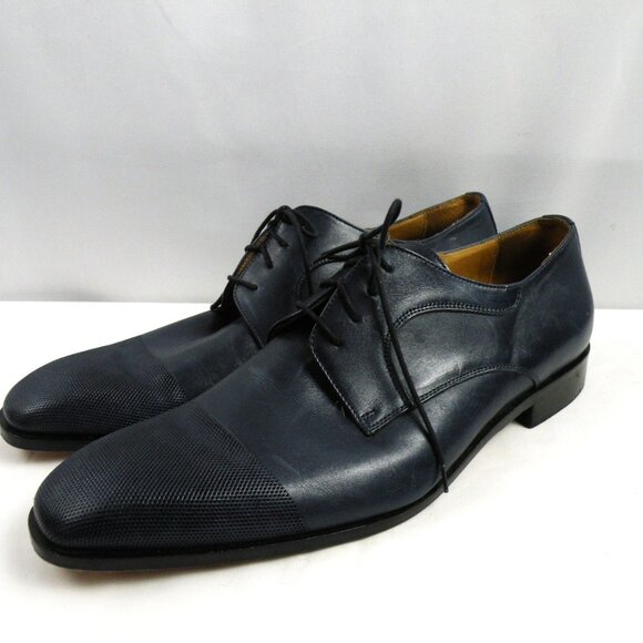 Worn Once! Paul Frederick Navy Blue Leather Oxford Loafers Size 12 M main image 5